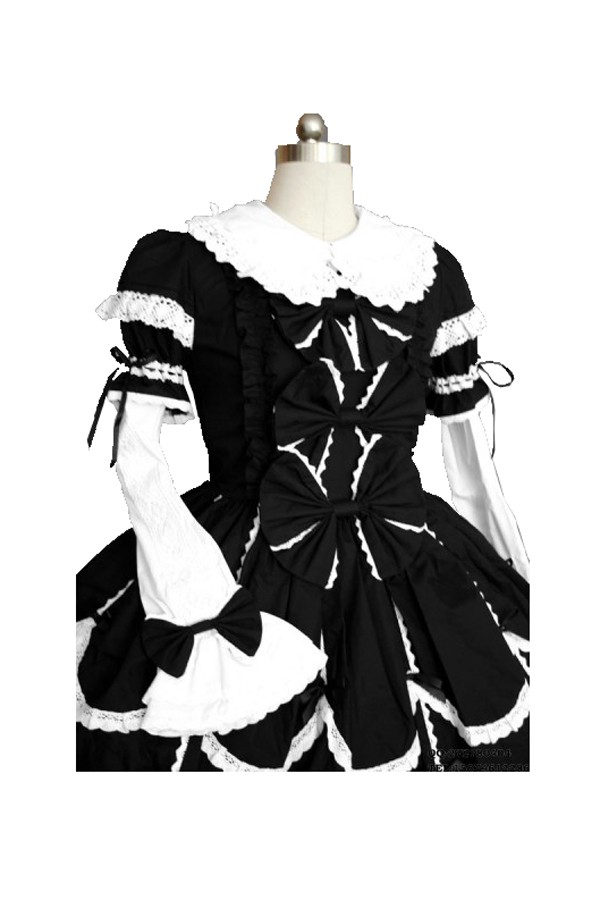 Adult Costume Deluxe Black and White Lolita Dress - Click Image to Close